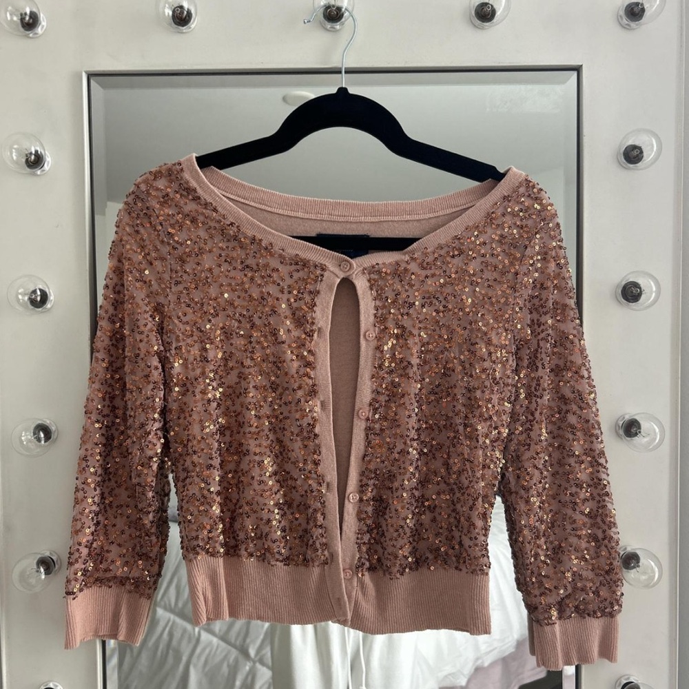 American Eagle Outfitters Pink Sequin Cardigan